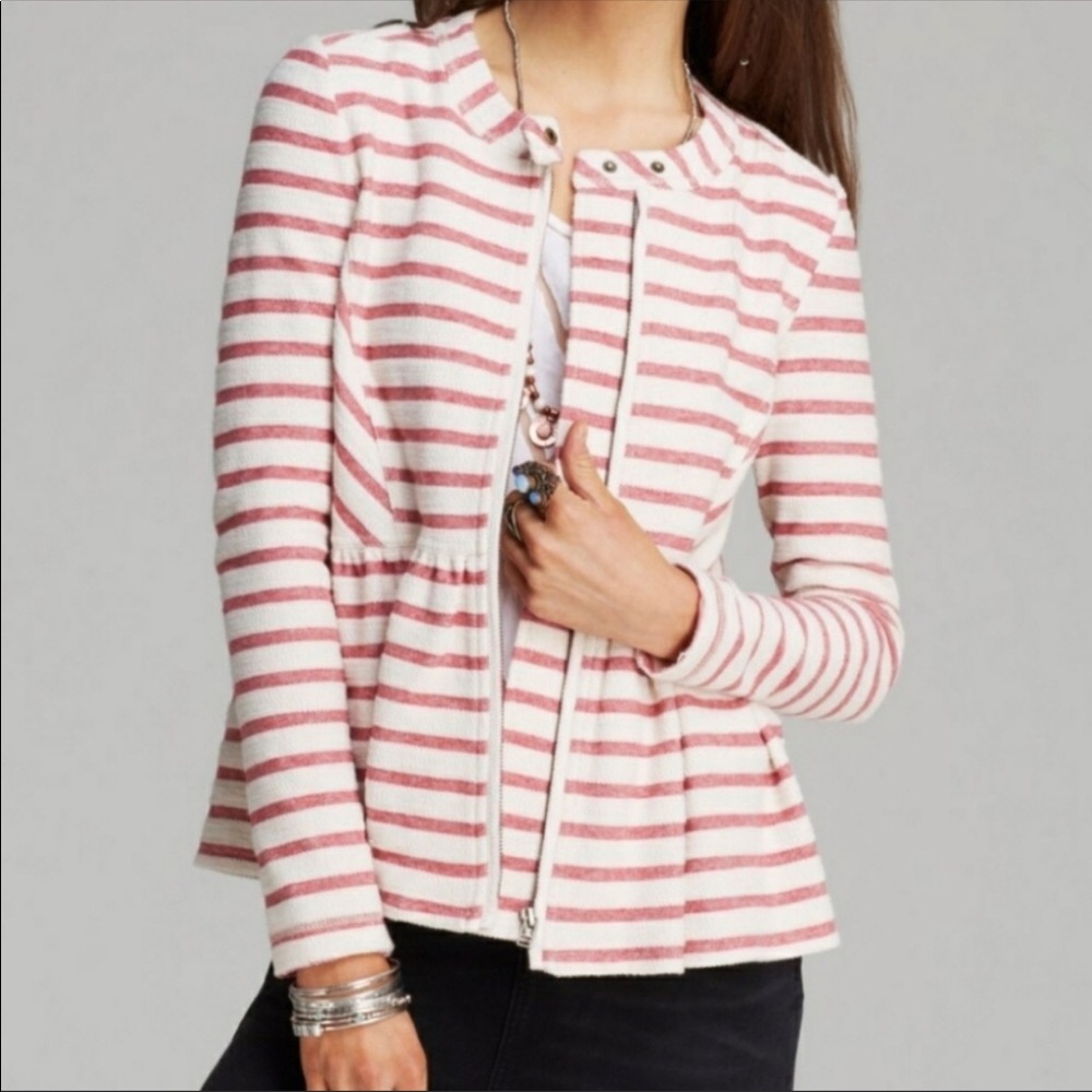 Free People Striped Peplum Jacket Size Large